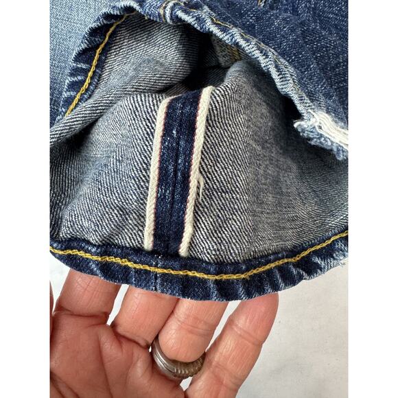 Y2K Polo Ralph Lauren Vintage RRL Straight Leg Selvedge Blue Jeans 32 x 30 - Picture 4 of 16